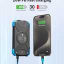 BLAVOR Solar Charger Power Bank 10,000mAh, Portable Wireless Charger, 20W Fast Charging External Battery Pack with USB C for Cell Phones, Solar Panel Charger with Dual Flashlight for Camping (blue)