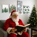 5 Pcs Winter Canvas Wall Art Snowman Winter Scene Pictures Rustic Let It Snow Prints Wall Decor Pine Tree Reindeer Snowy Prints for Living Room Bedroom Indoor Home Artwork Decorations