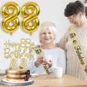 88th Birthday Decorations for Women Gold with 88th Birthday Sash and Tiara, Cake Topper and Candles, Number Balloons, 88 Year Old Gifts for Women