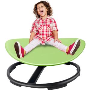 Kids Sensory Swivel Chair, Autism Sensory Spinning Chair for Autistic Kids, Small Space, Spin Seat, Metal Base, Non-Slip Design, Green (Round)