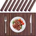 Bamboo Placemats Set of 8, Dining Table Placemats Heat-Resistant, Durable and Sturdy, Wooden Square Placemats for Kitchen, Table Protection, Dining Room (8pc)