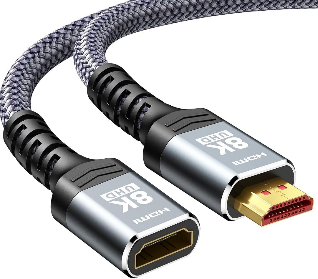 Highwings 8K 4K HDMI Extender Cable, Short HDMI Extension Cable 2.1 4K@30Hz/ 60Hz/ 120Hz, Ultra high Speed HDMI Adapter Male to Female Compatible with PS5 Roku Stick Blu Ray Player HDTV Laptop 3FT (Grey)