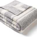 Snuggle Sac Twin Size Bedding Blankets Luxurious Microfiber, Reversible Super Soft Warm Cozy Blankets Fuzzy Plush Blanket for Bed, Couch, Sofa, Living Room, Grey Stripe, 60x80 inches