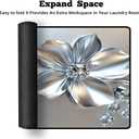 Non-Slip Washer & Dryer Top Cover Mat  Dust-Proof Protector Pad with Multiple Pattern Designs for Laundry Room & Kitchen Decor, Universal 23.6"x19.7" (Silver Flower, 23.6"x19.7")