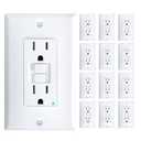 Amico 12 Pack GFCI Outlet 15 Amp with Thinner Design, Non-Tamper Resistant, Self-Test GFI Receptacles with LED Indicator, Wall Plates and Screws Included, Indoor, ETL Listed, White