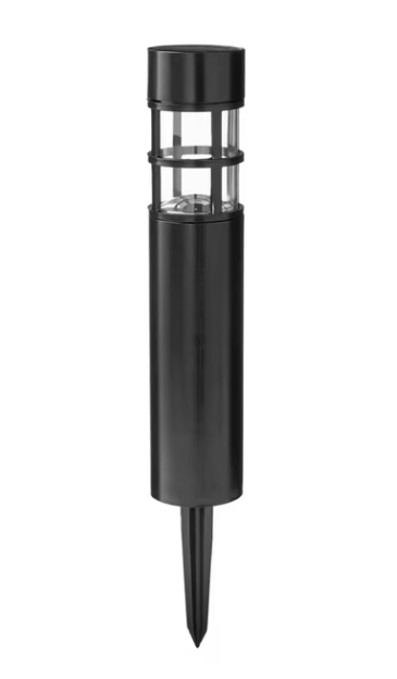 1 Pack Mainstays Solar Powered Black Bollard Landscape Path Light, 10 Lumens