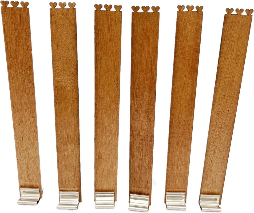 20 PCS Wooden Wicks with 3 hearts for Candles Making 5.1x0.59inch Craft Wood Wicks+Metal Base Clips, HW15130