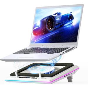 llano RGB Laptop Cooling Pad, White, Powerful Turbofan, Quiet Cooling, Touch Control, LCD Screen, Seal Foam, 1519in Laptops