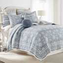 Levtex Home Adare Blue Reversible King/Cal King Quilt Set (106x92in) with 2 Pillow Shams (36x20in) - Floral Bedding - Blue White - Cotton King Size Quilt Bedding Set - Lightweight, Soft, Pre-Washed