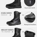 FREE SOLDIER Men's Tactical Boots 8 Inches Lightweight Combat Boots Durable Suede Leather Military Work Boot Desert Boot (10, Deep Black)