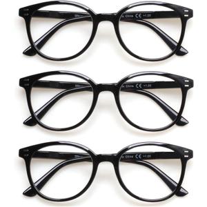 3 Pack Reading Glasses Spring Hinge Stylish Readers Black/Tortoise for Men and Women (3 Black, 2.5)Medium