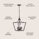 JONATHAN Y 13" Oil Rubbed Bronze 4-Light Iron Pendant Lantern, Midcentury Farmhouse Hanging Ceiling Light for Kitchen Island, Foyer, Entryway, Adjustable Chain, LED Bulbs Included (JYL7561A)