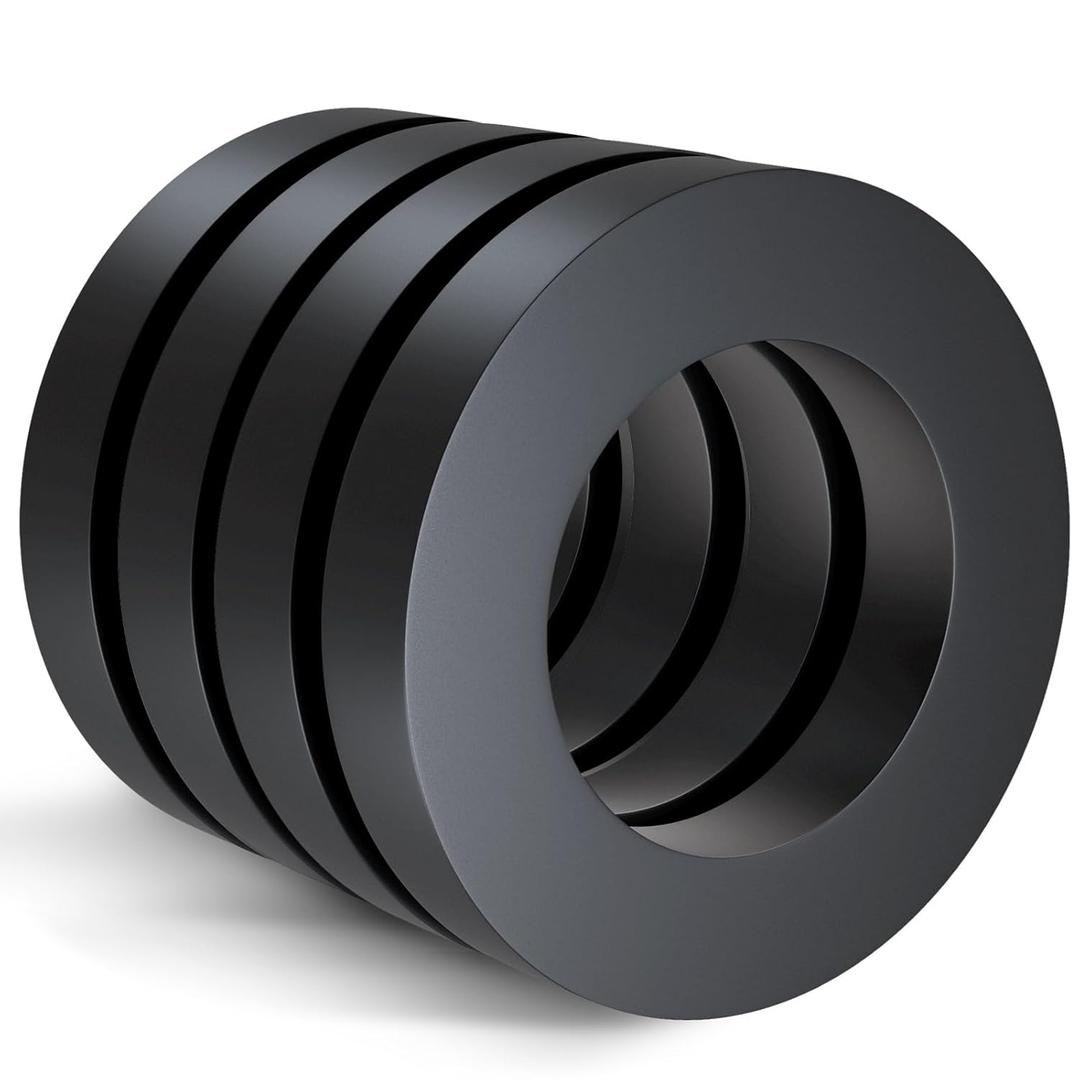 4 Pcs Large Ferrite Ring Magnets OD2.36 X ID1.26 X 10mm Ceramic Round Magnets with Hole Round Disc Donut for DIY Science Projects Classroom Laboratory