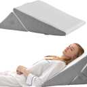 Wedge Pillow for Sleeping, Adjustable 9&12 Inch Foldable Bed Wedge Pillow Set, Orthopedic Memory Foam Triangle Pillows Wedge, 7-in-1 Elevated Pillows for Leg and Back Support, White/Grey