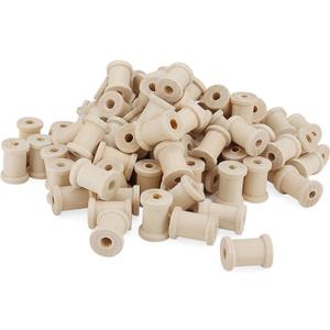 LEXININ 100 PCS 1 x 0.78 Inch Mini Empty Wooden Thread Spools, Wood Wire Spools Ribbon Barrel Spools for Crafts, Sewing, Twine, Jewelry (small)