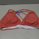 Tainehs Women's Push Up V Neck Bikini Tops Criss Cross Back Padded Bathing Suit Top Only (Pink, XL)