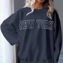 Langwyqu Women's Oversized Sweatshirt Los Angeles California Crewneck Long Sleeve Casual Loose Pullover Tops (Navy, XL)