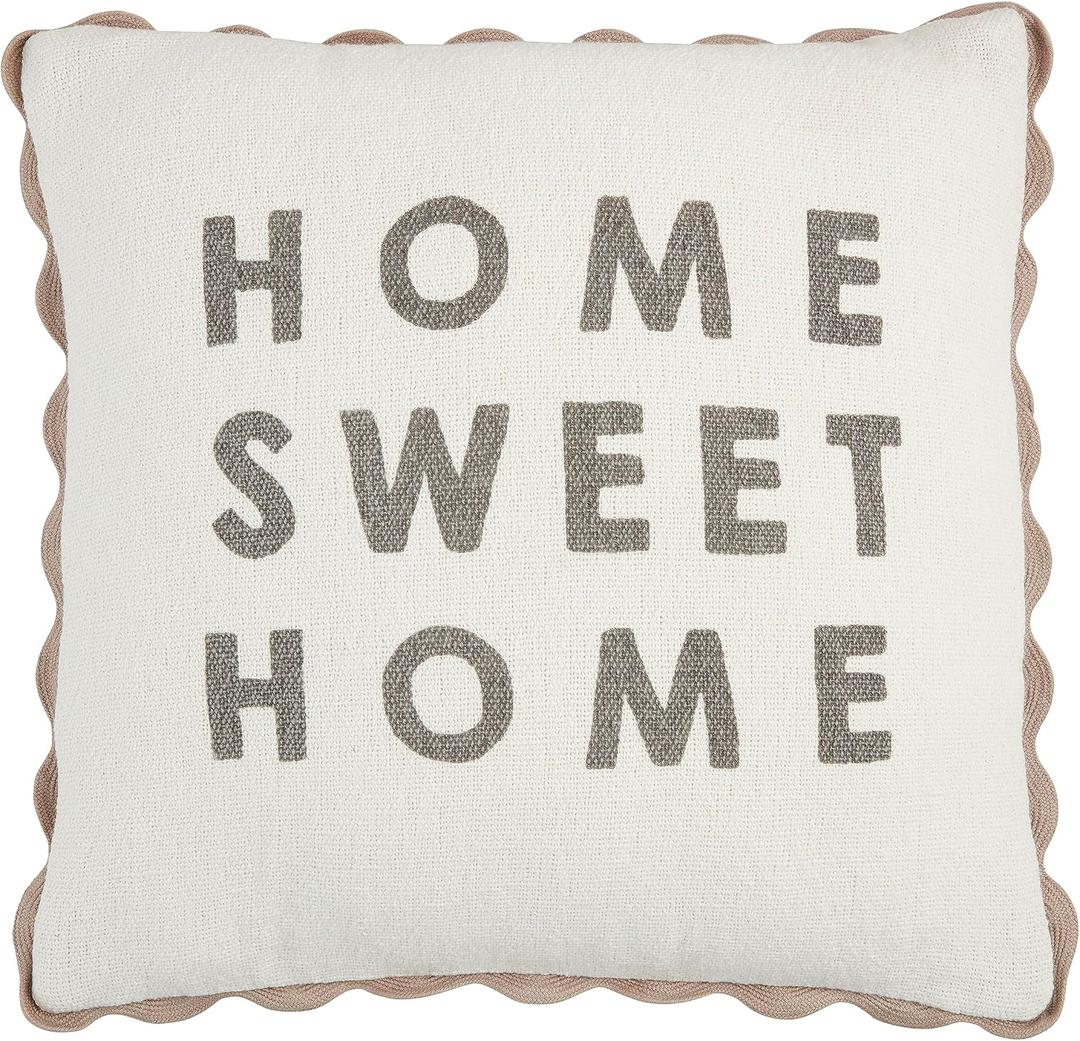 Mud Pie Reversible Pattern Pillows, Home Sweet Home; 18' x 18"