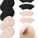 4 Pairs Heel Grips for Women's Shoes, No Slip Metatarsal Pads Inserts Pads, Shoe Inserts Heels Cushions, Heel Grips for Loose Shoes Blisters, Too Big Shoe (Beige Black)