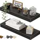QEEIG Bathroom Floating Shelves for Wall - 15.7" Wall Mounted Shelf Over Toilet Farmhouse Home Decor Display Bookshelf Small 15.7 x 6.7 inch Set of 2, Black (008-40B)