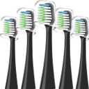 Sonic Replacement Toothbrush Heads Compatible with Waterpik Complete Care 9.0 (CC-01CD012-2) and 5.0 (WP-862, WP-872, WP-877, WP-882, WP-892) Electric Toothbrush,5 Count (Black)