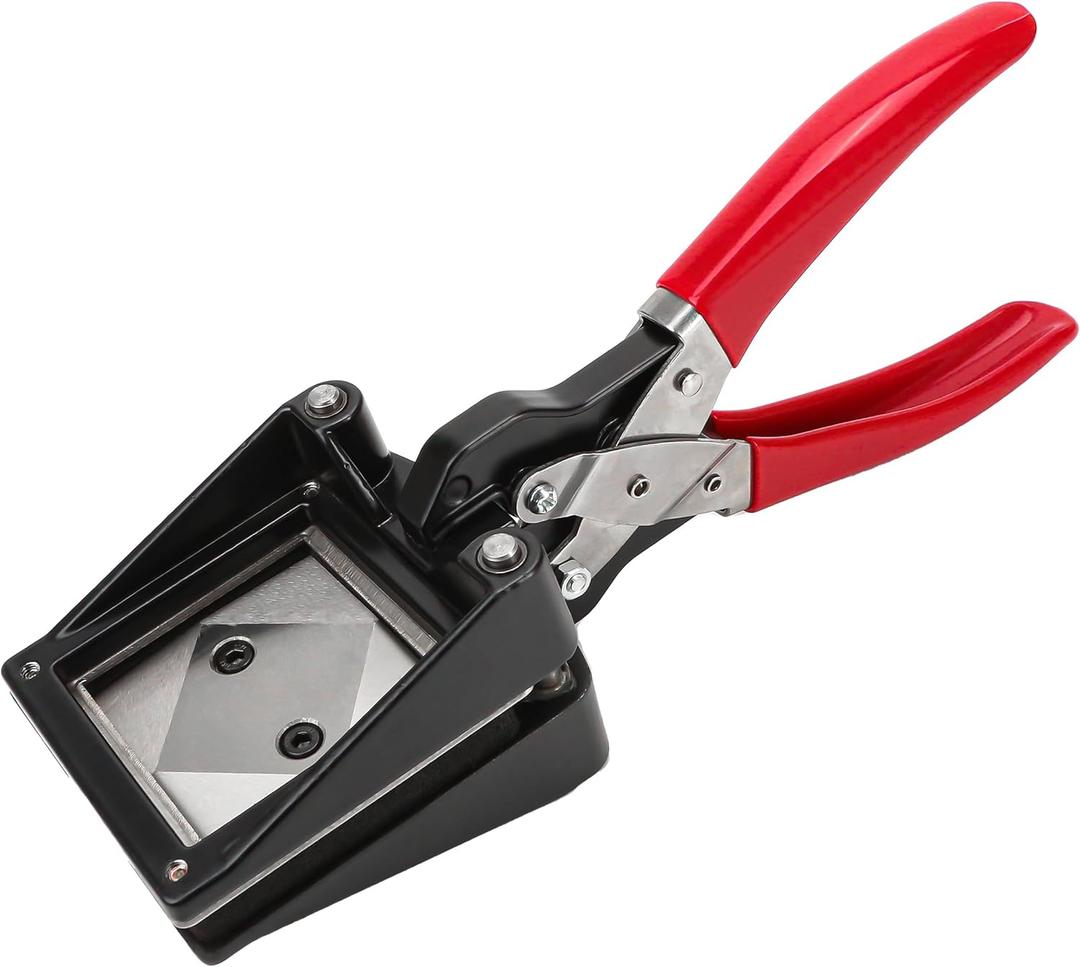 Professional 5050mm (2''x2'') Square Photo Cutter, Handheld Metal Die Punch Tool for Paper, Business Cards, Crafts, DIY Projects Cutting, Hardened Steel Blade Heavy-Duty, Office & Family Use