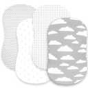 Bassinet Bed Sheets  Premium Bassinet Fitted Sheet for Halo, Mika Micky, Maxi COSI & Others - 4 Pack 100% Jersey Knit - Bassinet Bedding for Standard Size Oval or Halo Bassinet Pads for Boys & Girls