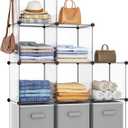 HOMIDEC Closet Organizers and Storage, 9 Cube Storage Organizer, Portable Closet Organizer Storage Cubes Shelves for Clothes, Bedroom, Wardrobe, Kids Room, Bathroom, Transparent (Large)