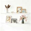 White Floating Shelves for Wall Decor, 30 in Shelf with Lip Set of 2, 29.9in