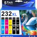 Remanufactured for 232XL Ink Cartridges Combo Pack (5Pack) Latest Upgrade Replacement for 232 XL Ink Cartridge for XP-4200 WF-2930 XP-4205 WF-2950 Printer (2*Black/Cyan/Magenta/Yellow)