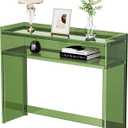Acrylic Console Table, Entryway Table with Storage Shelves (Green)