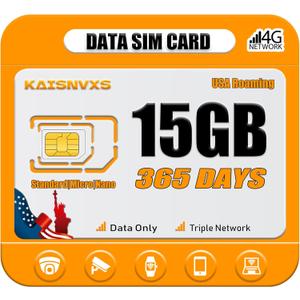 4G LTE Cellular Data SIM Card for 365 Days 15GB Compatible with USA Nationwide Networks for Security Cameras, Hunting Trail Cameras, Game Cameras, Tablets, Unlocked IoT Device,Plug and Play