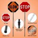 Kanayu 1 Pcs 18x18 Inch Double Sided Stop/Slow Paddle Signs Reflective Stop Slow Sign Flagger with Telescopic Pole Handheld Guard Paddle for Road Traffic Construction