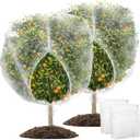 wohohoho 2Pcs 8 x 8ft Large Fruits Tree Netting, Insect Bird Barrier Tree Net with Drawstring and Zipper, Plant Cover Fruit Tree Protection to Prevent Tomato Blueberry Vegetable from Squirrels Birds
