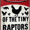 Funny Gifts for Women Chicken Lovers Farm Enthusiasts Beware of The Tiny Raptor Chicken Tin Sign for Chicken Coop Farm Kitchen Garden Yard Decor 8 X 12 Inch (3921) (Red)