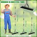 Thatch Rake for Lawns 21 Curved Steel Tines with 64'' Adjustable Metal Handle Handle Heavy Duty Dethatcher Rake for Garden Yard Farm Lawn Care Leveling Gathering Leaf Grass Removal (Black-2)