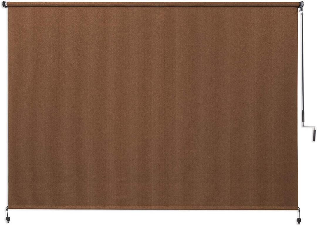 Coolaroo Exterior Roller Shade, Cordless Roller Shade with 90% UV Protection, No Valance, (8' W X 6' L), Mocha