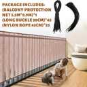 Hosuly Banister Guard 18 x 3 ft Balcony Netting for Kids Pets Stairway Safety Net Baby Fence Door Balcony Netting Safety Mesh Stair Net with No Drilling for Apartment Railing(Brown)