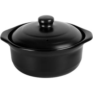 Ceramic Pots with Lid Cookware StockPot Clay Pot for Cooking (Black, 1.9 Quart)