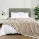 PAVILIA Cozy Fleece Bed Blanket King | Fuzzy, Super Soft, Plush, Luxury Flannel Throw | Warm Ribbed Microfiber Blanket for Sofa Couch (Taupe Tan, 90x108 inches), 90 x 108 Inches - King