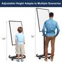 TSJ OFFICE Mobile Whiteboard Standing - 36 X 24 Inches Magnetic Rolling White Board, Height Adjustable Dry Erase Board on Wheels with Flip Chart Hooks, Black