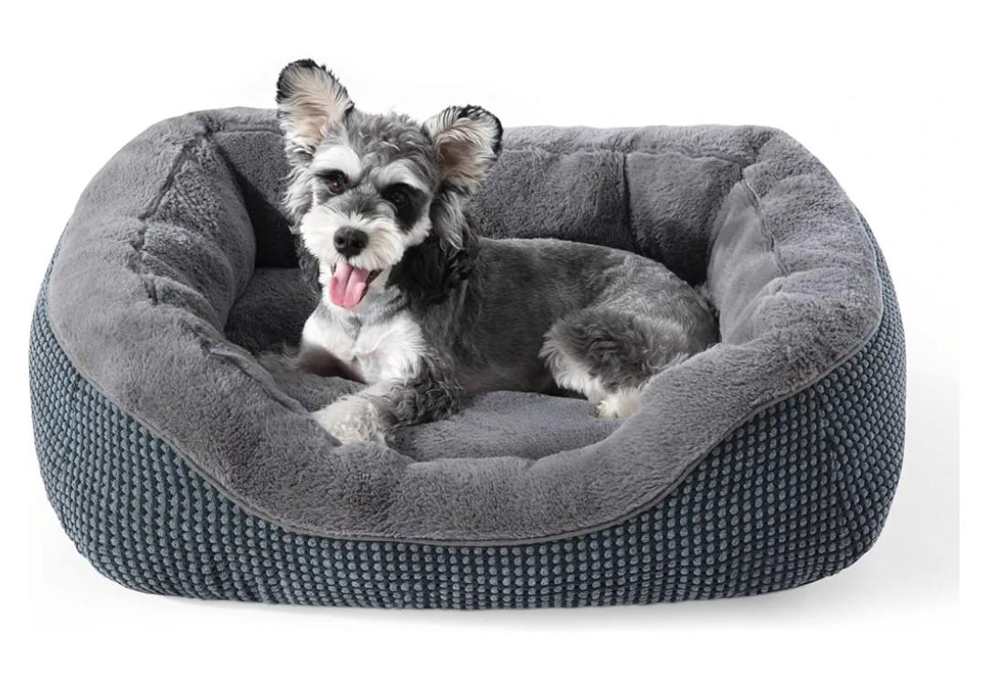 Dog Bed for big Dogs, Cat Beds for Indoor Cats Washable, Orthopedic Dog Bed, Warming Soft Calming Sleeping Puppy Bed Durable Pet Bed with Anti-Slip Bottom S(20"x19"x6")