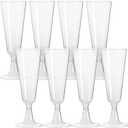 Blue Sky Clear Disposable 5oz Champagne Cups with Stems (8 Count) - Elegant Plastic Party Drinkware for Weddings and Celebrations