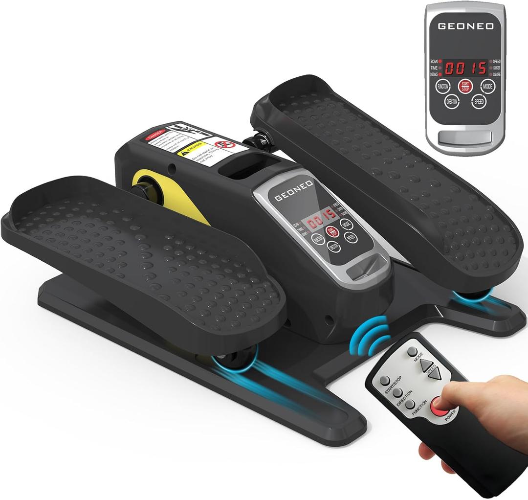 Under Desk Elliptical Machine, Electric Ellipse Leg Exerciser for Senior, Quiet and Compact Electric Seated Pedal Exerciser for Home with Monitor, Remote Control and 12 Adjustable Speeds (Black)