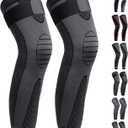 Full Leg Sleeves Long Compression Leg Sleeve Knee Sleeves Protect Leg, for Man Women Basketball, Arthritis Cycling Sport (Large (1 Pair), 02_Black Pro)