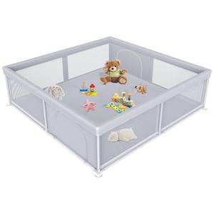 Extra Large Baby Playpen 7979 Inch, Playpen with 2 Zipper Door for Babies and Toddlers, Play Pen Pin Indoor Outdoor Baby Play Fence (Grey)