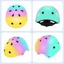 Color Gradient Adjustable Kids Bike Helmet with Knee & Elbow Pads Set | Multi-Sport Safety Gear for Boys & Girls Ages 8-14 | Skateboarding, Scooters, Roller & Inline Skating, Longboarding, Size Medium