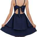 Haloumoning Girls Tie Back Dress Kids Spaghetti Strap Layered Ruffle Summer Beach Sundress 5-6 Years (Blue)