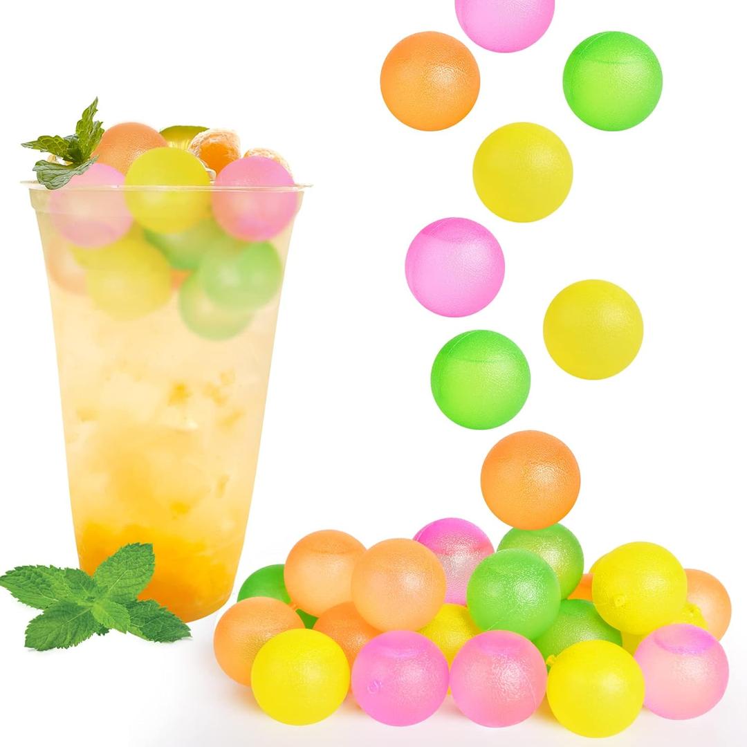 100 Pack Reusable Ice Cubes for Drinks - Colorful Round Shape Plastic Cubes Without Diluting - BPA Free, Refreezable for Coffee, Wine, Whiskey, Cocktails (Multicolor)