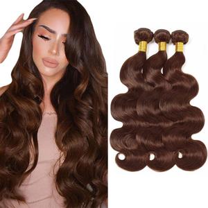 Chocolate Brown Body Wave Human Hair Bundles #4 Body Wave Bundles 24 26 28 Inch Unprocessed Brazilian Mixed Length Brown Bundle Hair Extensions 50 Gram Per Bundle
